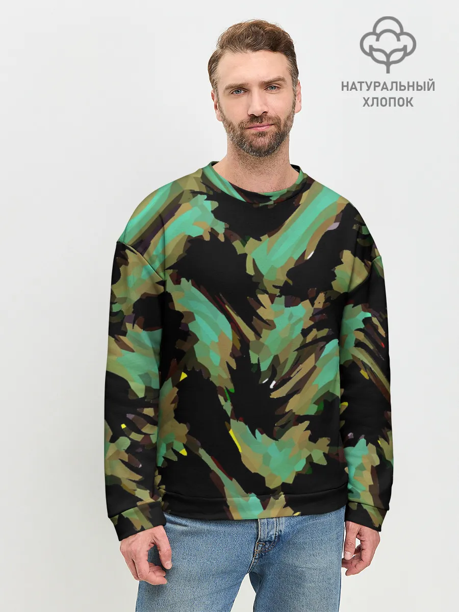 Мужской свитшот базовый / Изумрудные осколки кристаллов