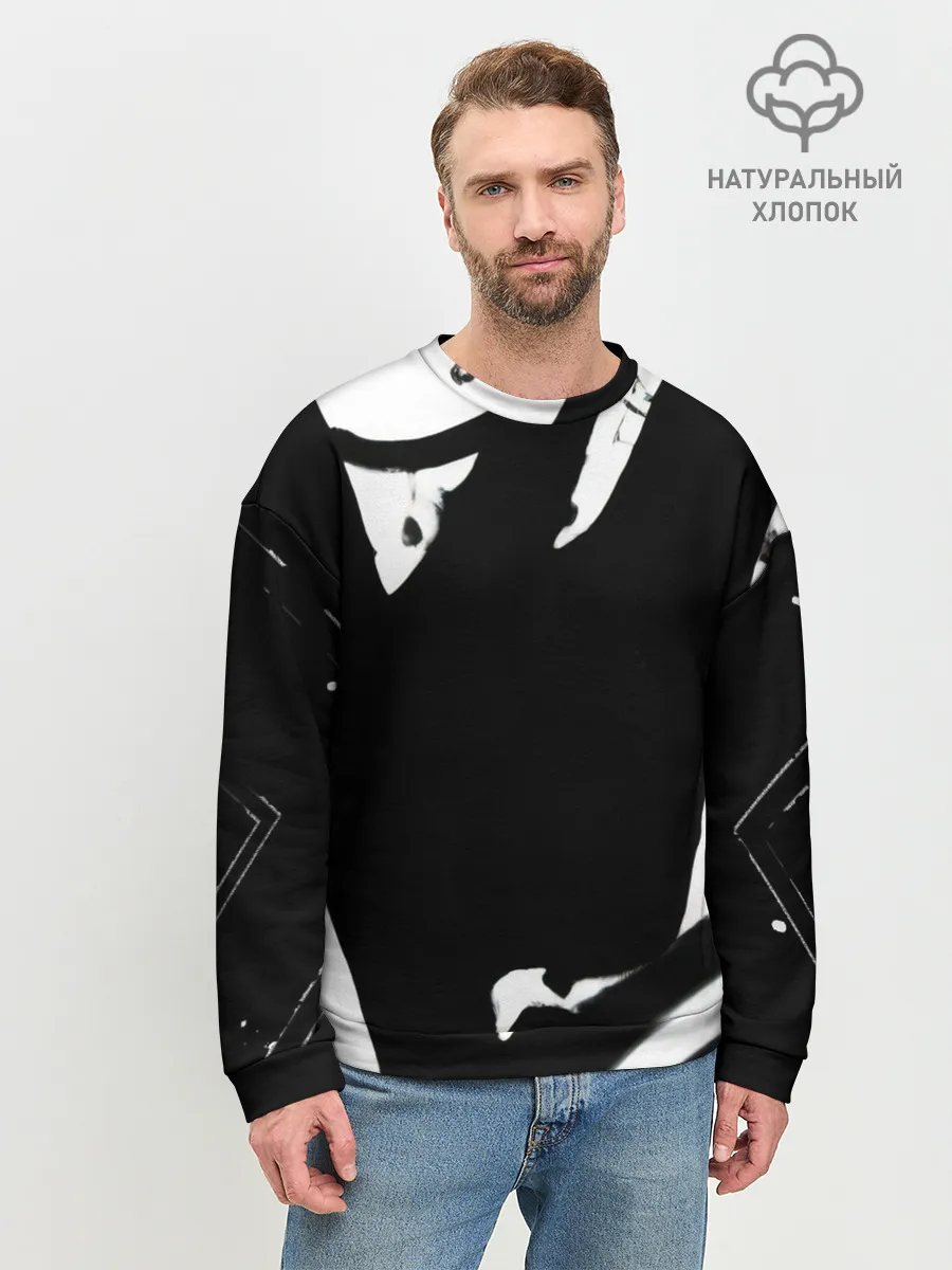 Мужской свитшот базовый / Надпись на спине, каллиграфия