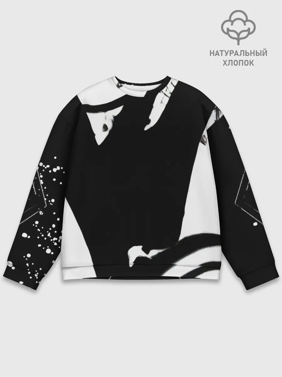 Мужской свитшот базовый / Надпись на спине, каллиграфия