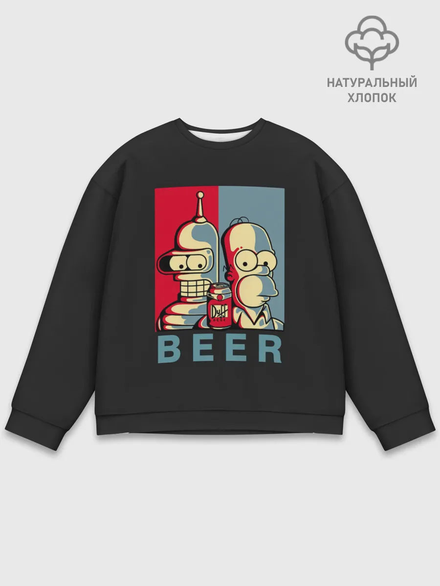 Мужской свитшот базовый / Гомер х Бендер