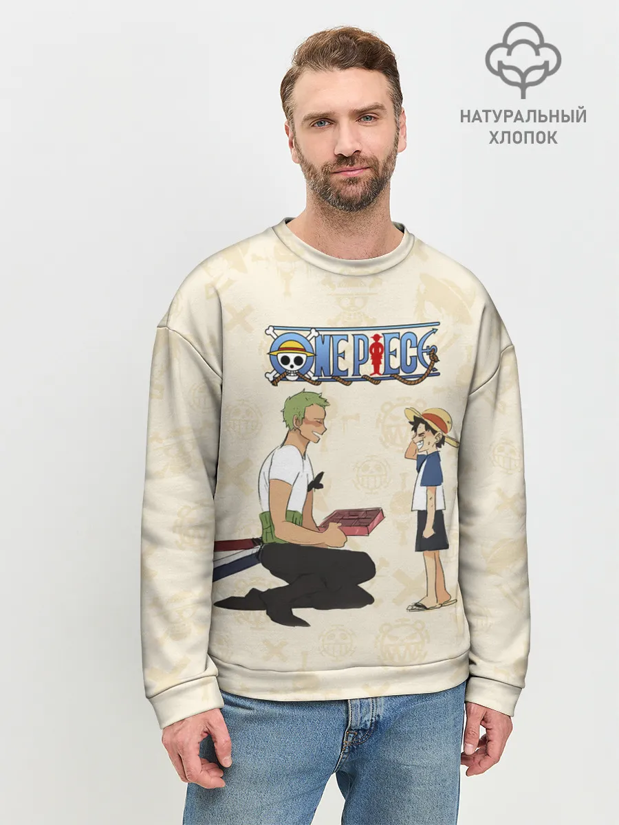 Мужской свитшот базовый / Ророноа Зоро и малыш Манки Д. Луффи