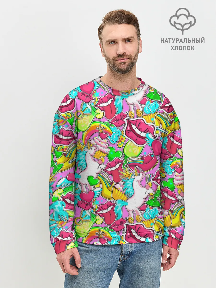 Мужской свитшот базовый / Губы фреш