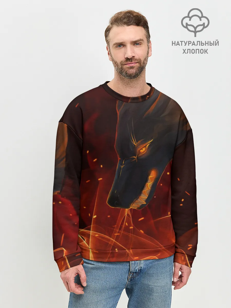 Мужской свитшот базовый / ОГНЕНЫЙ ВОЛК, 3d