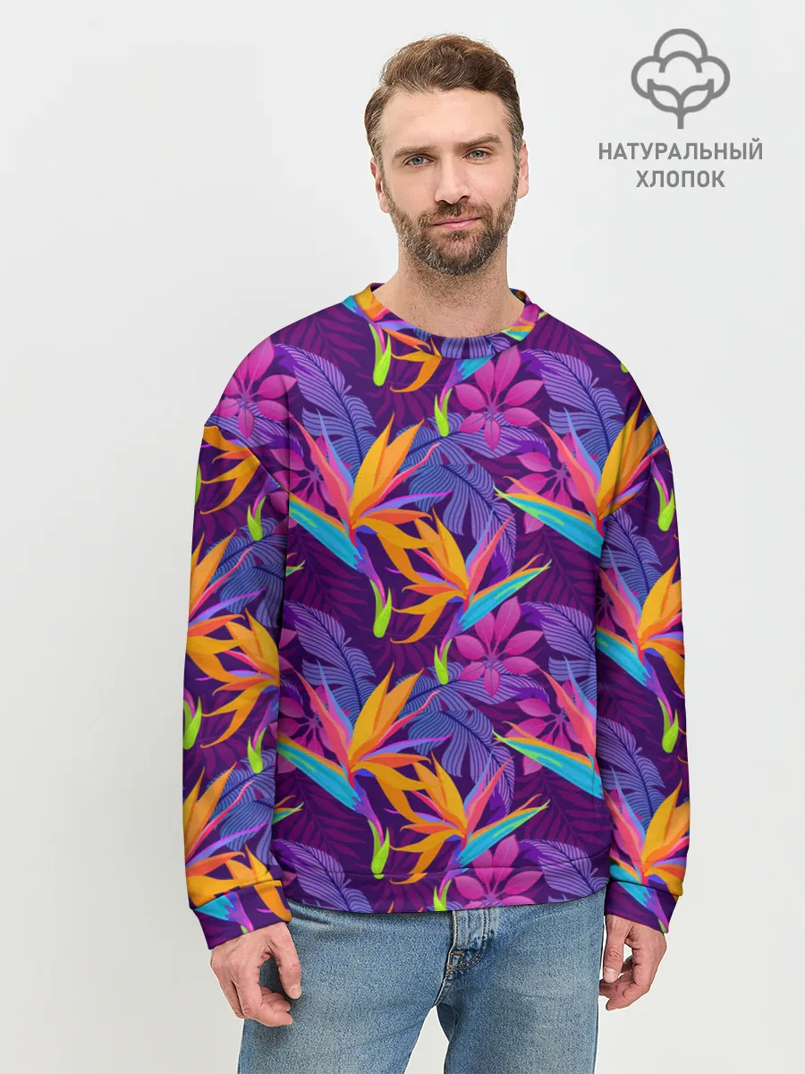 Мужской свитшот базовый / Тропические листья