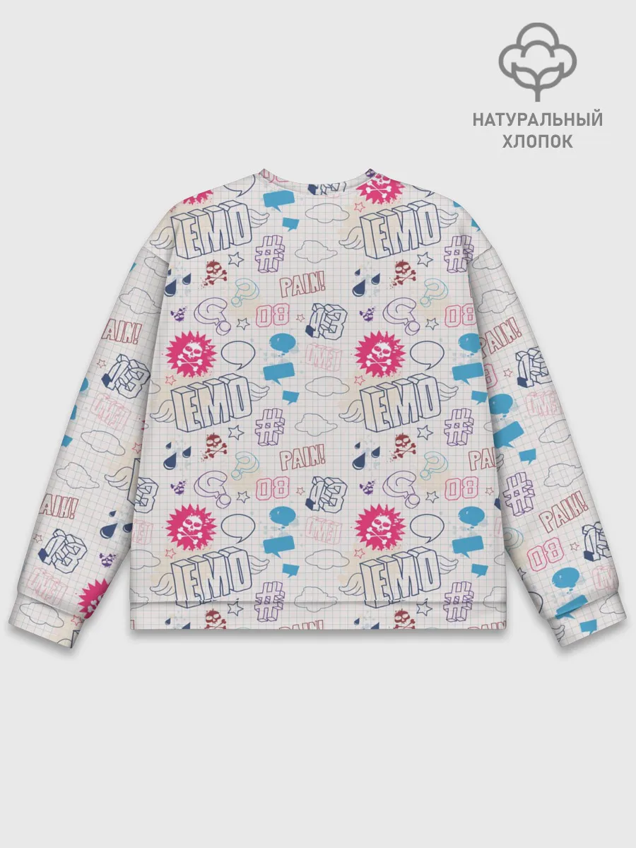 Мужской свитшот базовый / Граффити-школьная тетрадь