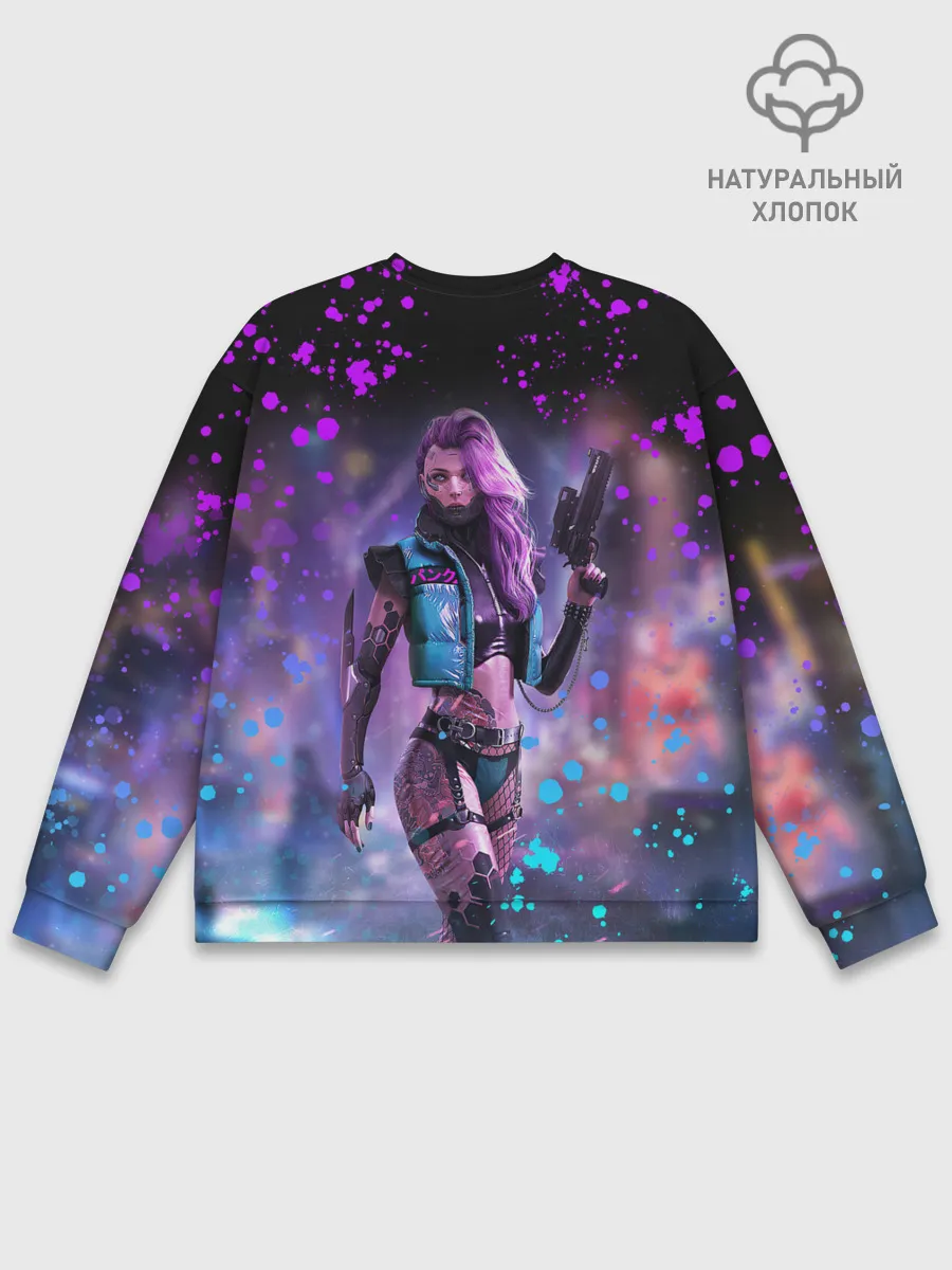 Мужской свитшот базовый / CYBERPUNK 2077 NEON | КИБЕРПАНК НЕОН