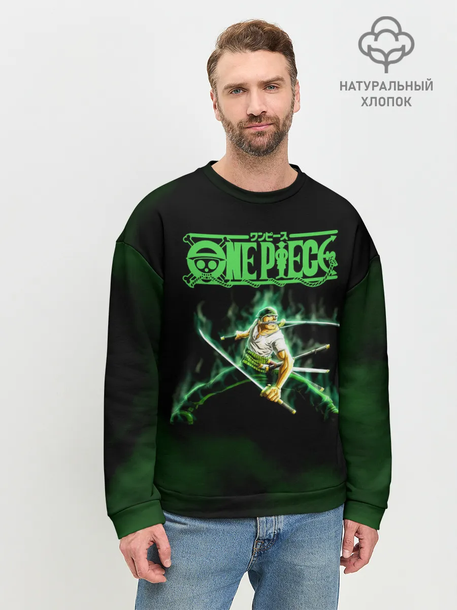 Мужской свитшот базовый / Огненный Ророноа Зоро | One Piece