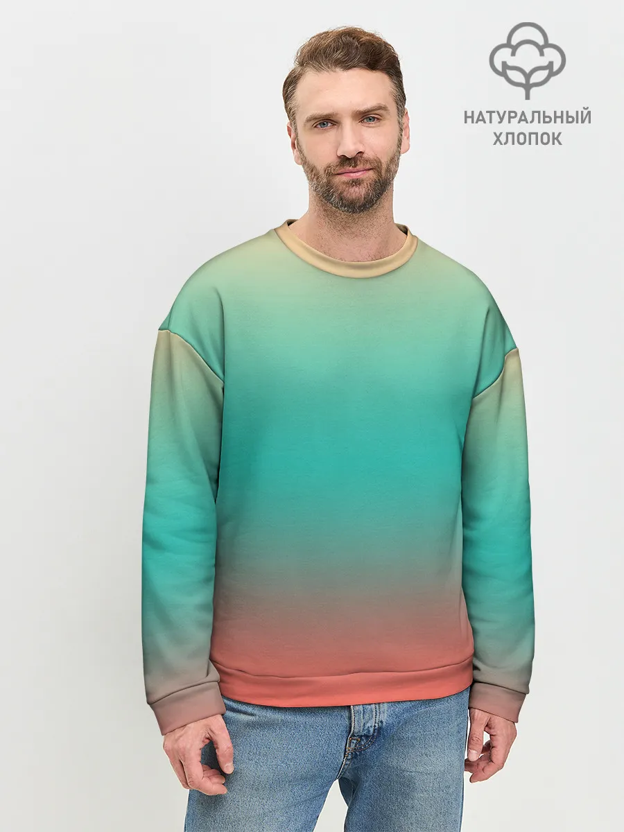Мужской свитшот базовый / Красно-бирюзовый градиент