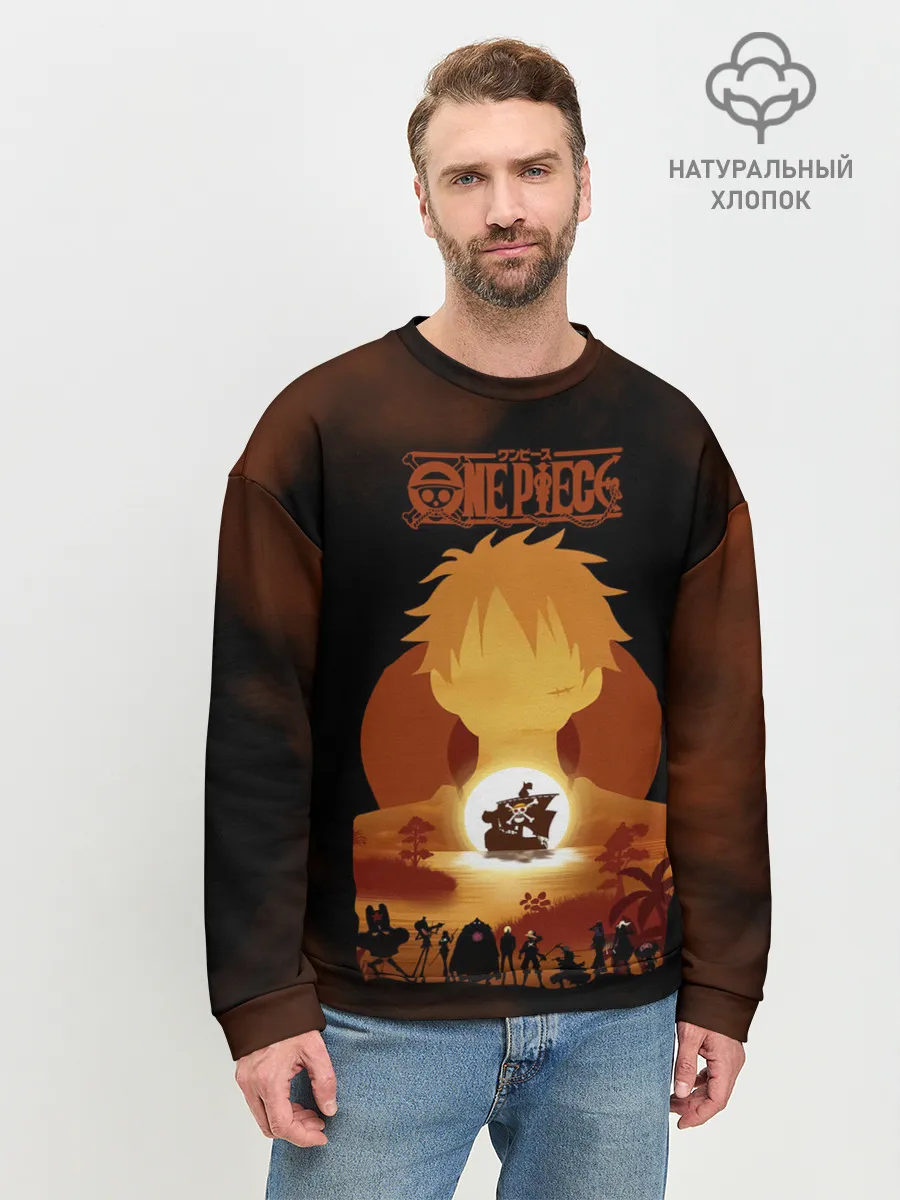 Мужской свитшот базовый / One Piece пираты Соломенной Шляпы