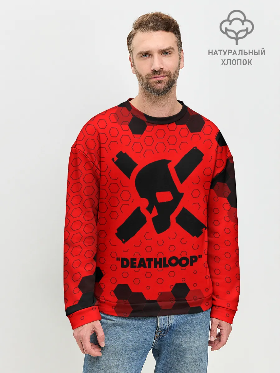 Мужской свитшот базовый / Deathloop - Череп - Соты