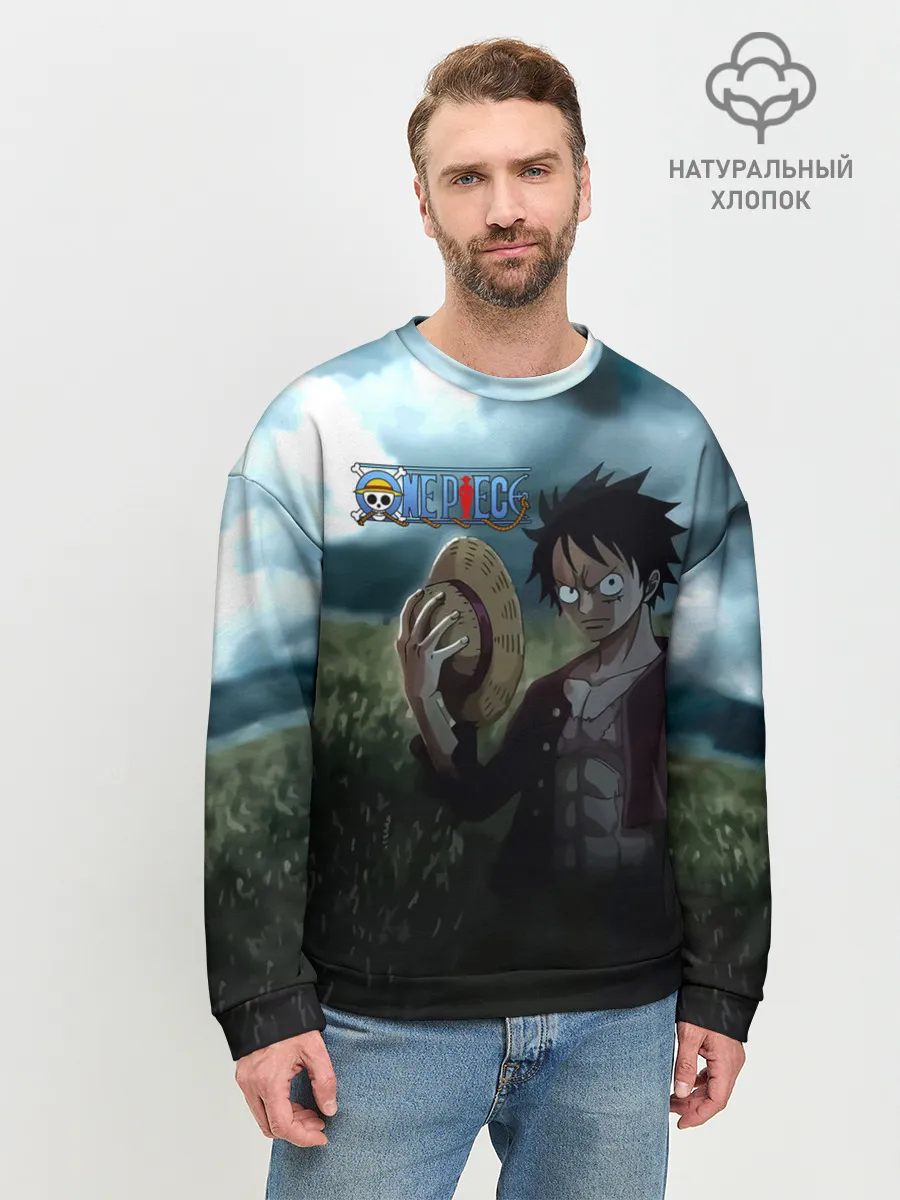 Мужской свитшот базовый / Луффи в поле. One Piece