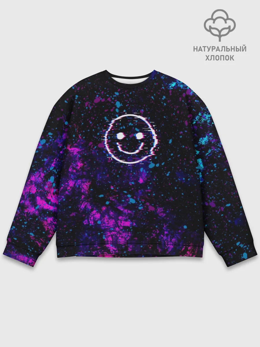 Мужской свитшот базовый / GLITCH SMILE | ГЛИТЧ СМАЙЛ