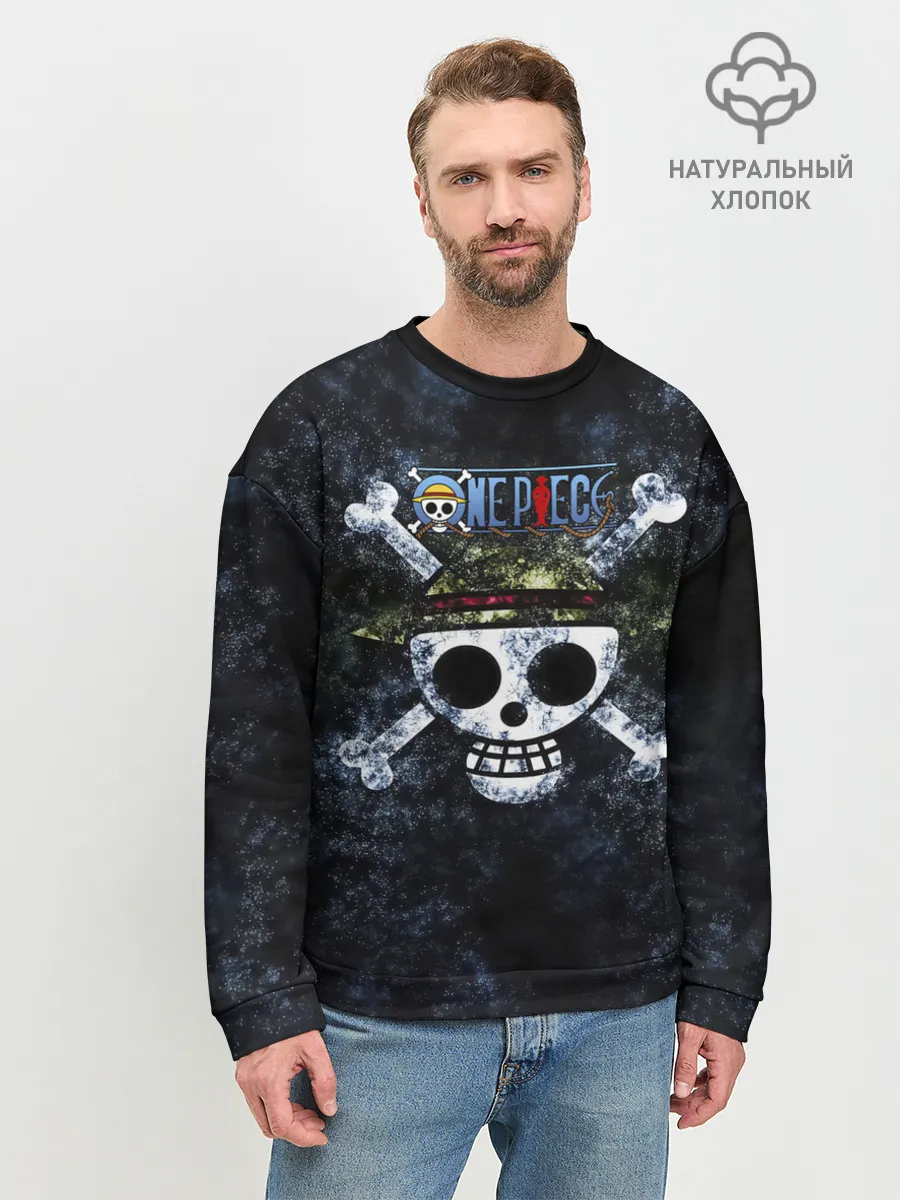 Мужской свитшот базовый / Веселый Роджер One Piece. Большой куш