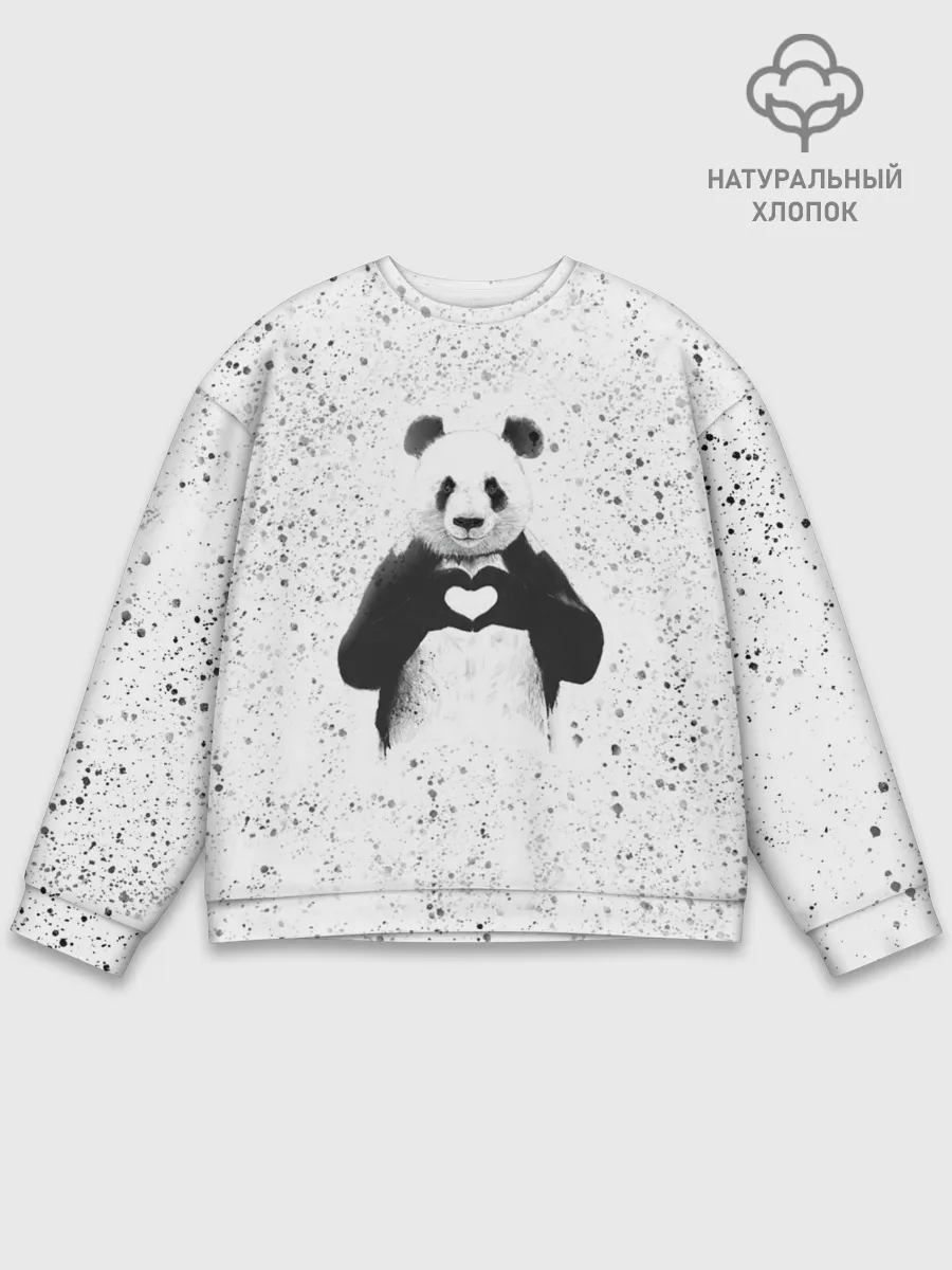 Мужской свитшот базовый / Панда Любовь Сердце Брызги