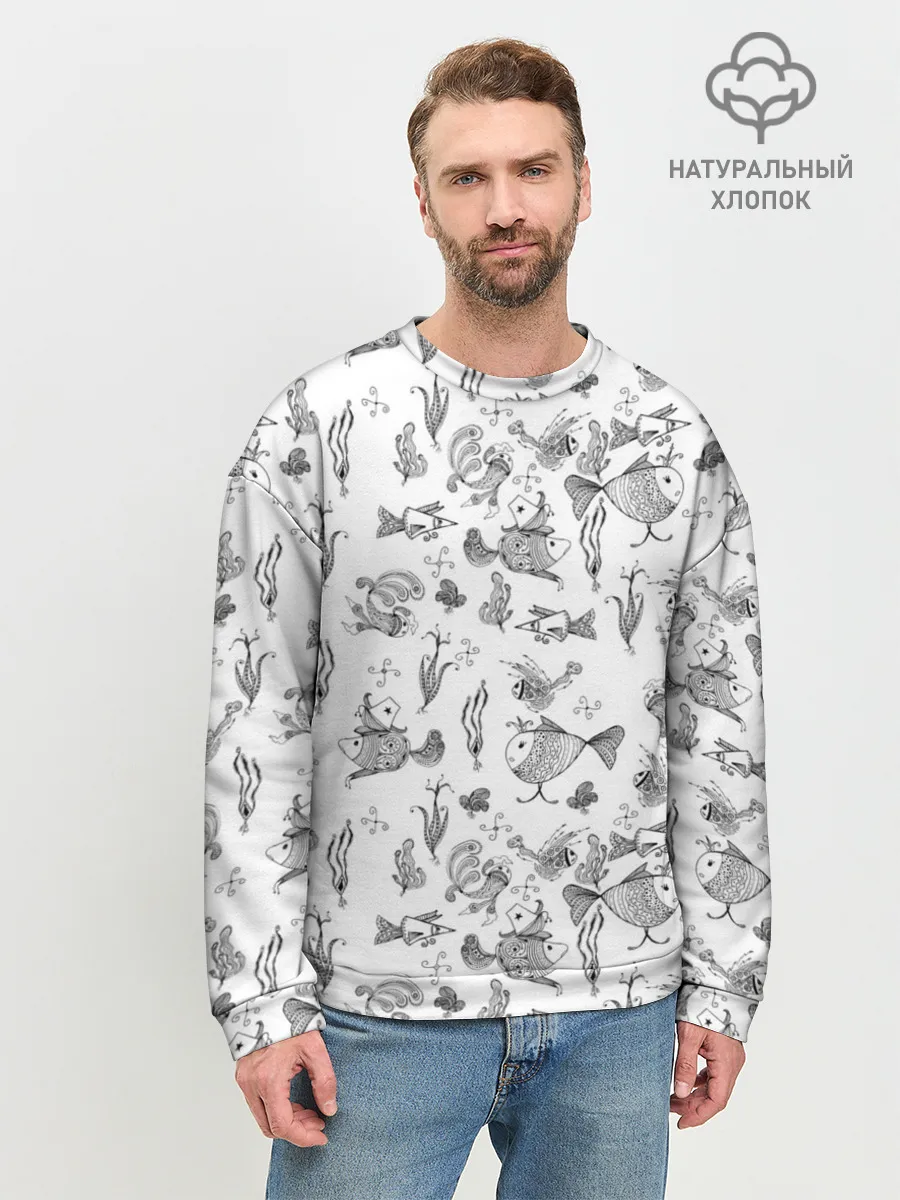 Мужской свитшот базовый / Рисованные сказочные рыбки