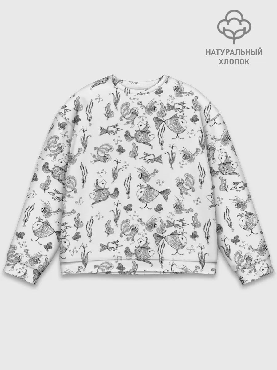 Мужской свитшот базовый / Рисованные сказочные рыбки