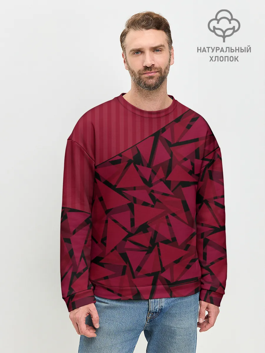 Мужской свитшот базовый / Красный комбинированный узор