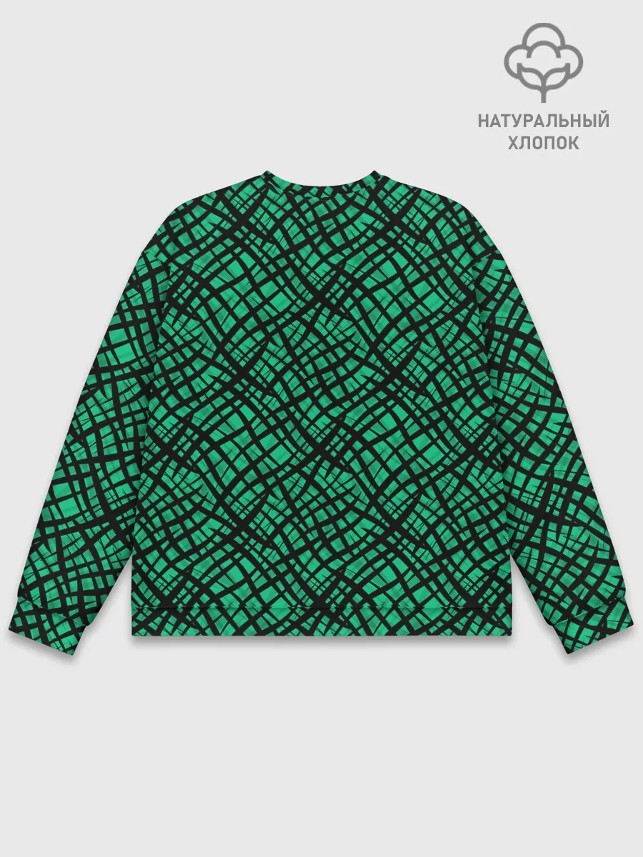 Мужской свитшот базовый / Абстрактный зелено-черный узор