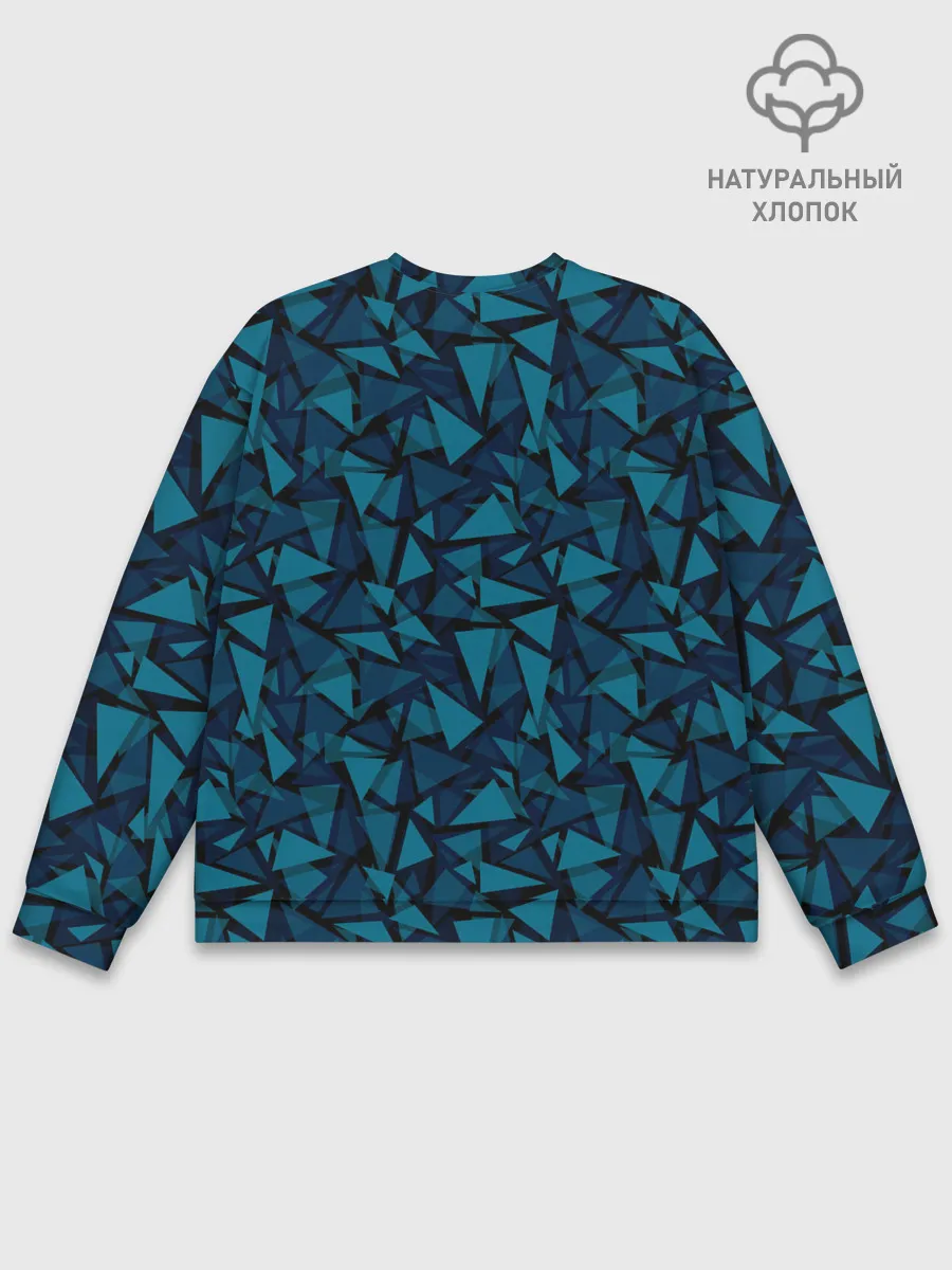 Мужской свитшот базовый / Синий полигональный паттерн
