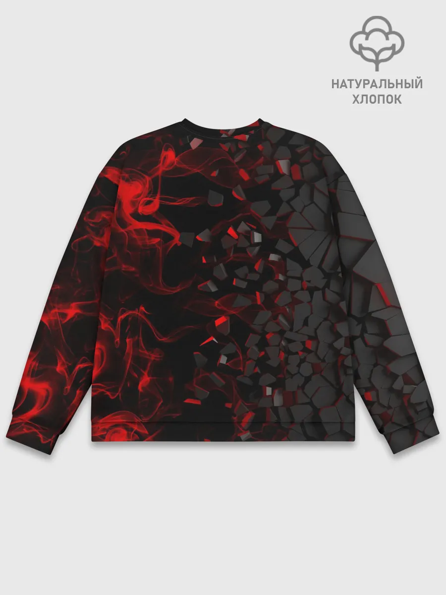 Мужской свитшот базовый / 3Д Разлом | 3D Плиты и огонь