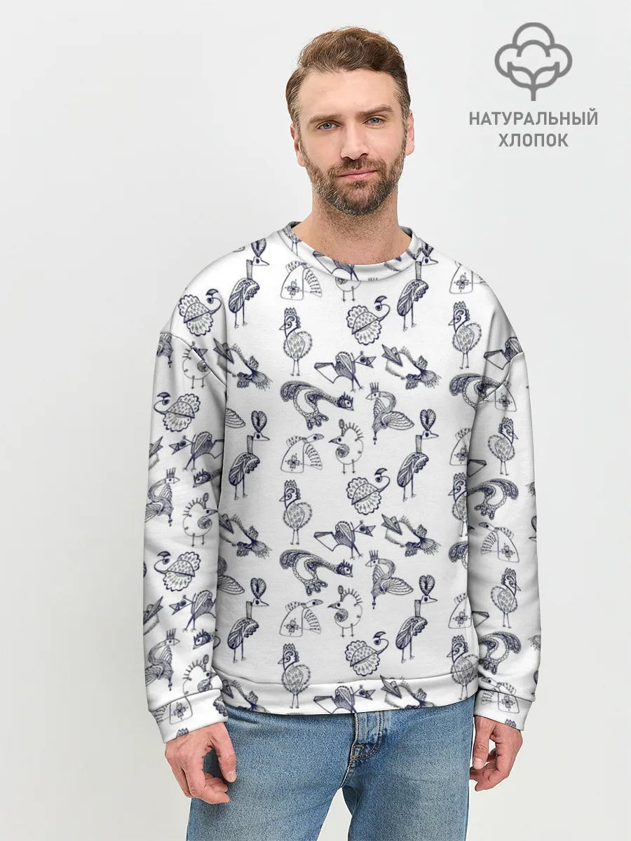 Мужской свитшот базовый / Скетч сказочные птицы
