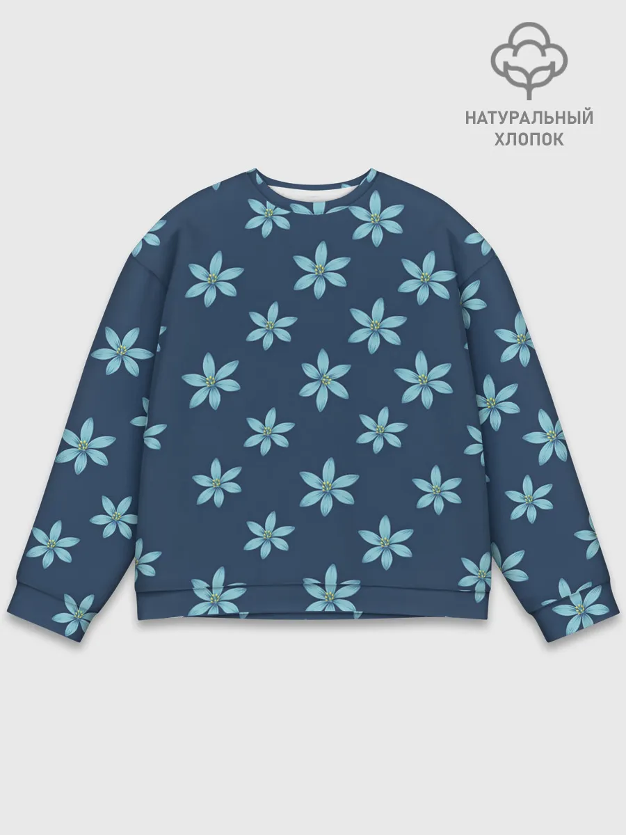 Мужской свитшот базовый / Цветы | Голубые