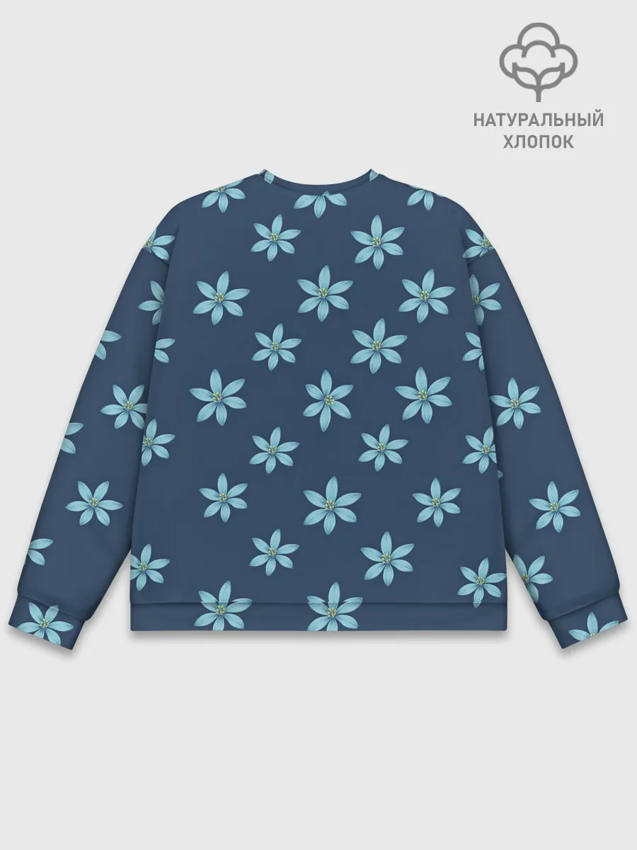Мужской свитшот базовый / Цветы | Голубые