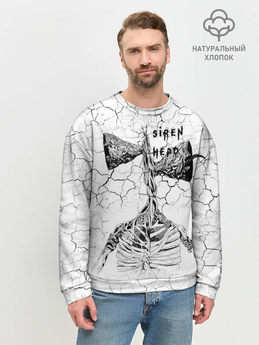 Мужской свитшот базовый / Сиреноголовый Трещины Надпись