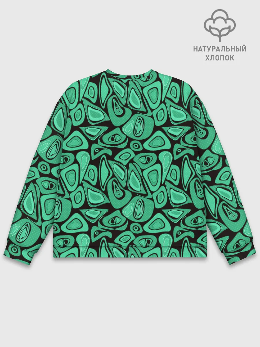 Мужской свитшот базовый / Зеленый абстрактный узор
