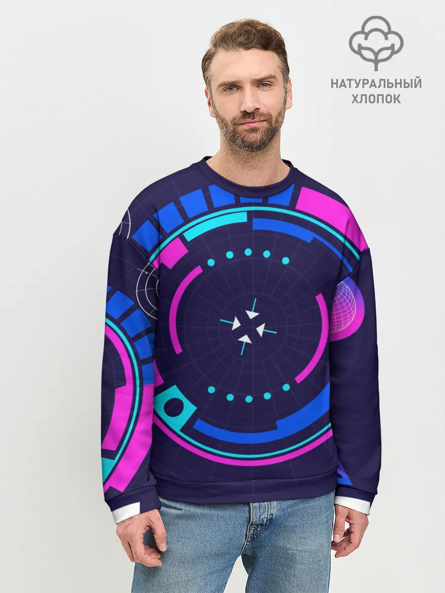 Мужской свитшот базовый / Розовый Синий Киберпанк
