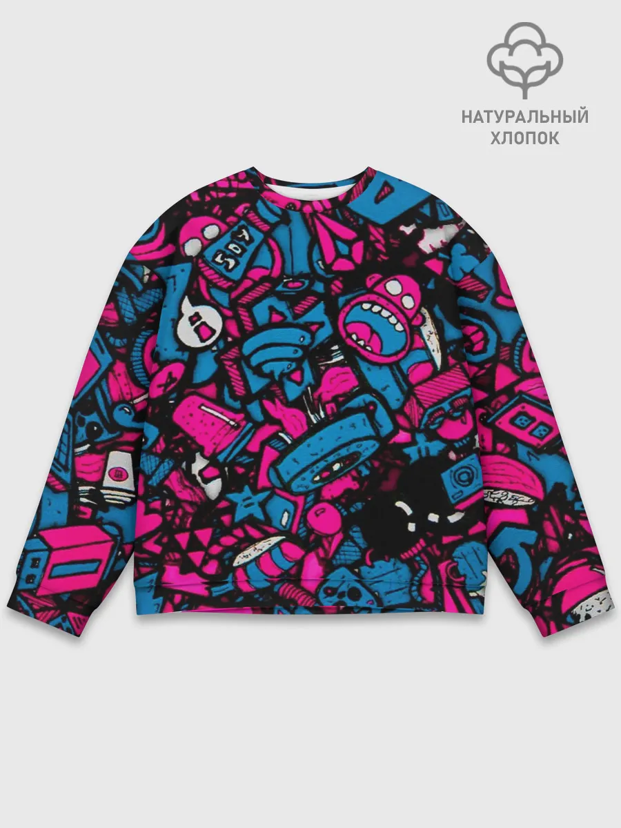 Мужской свитшот базовый / Мультяшные кислотные картинки