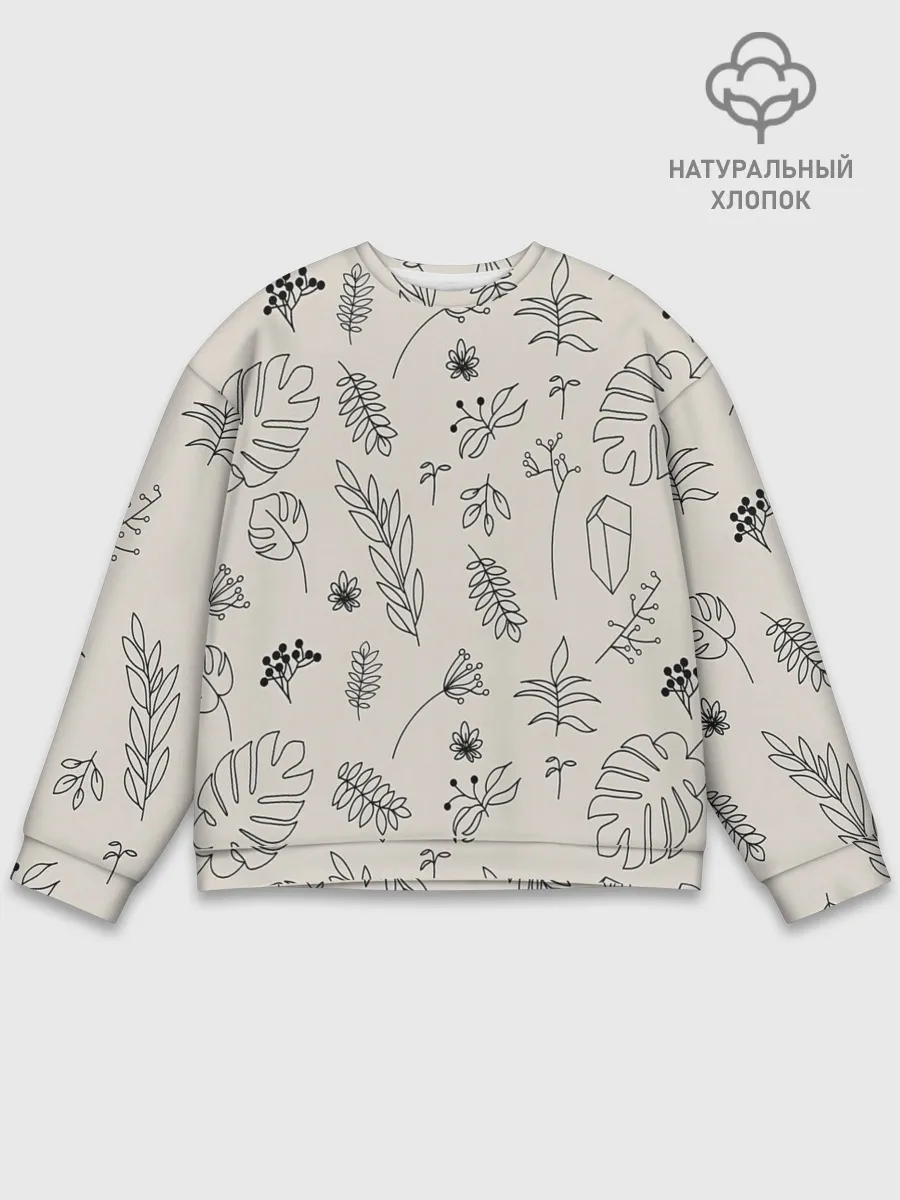 Мужской свитшот базовый / Цветы и листья