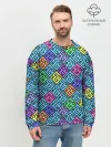 Мужской свитшот базовый / Неоновый яркий абстрактный узо