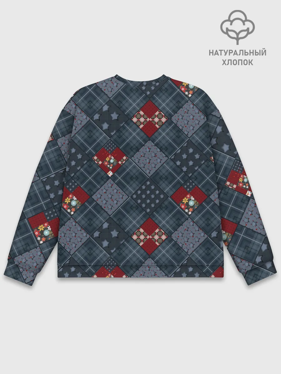 Мужской свитшот базовый / Синий джинсовый плед