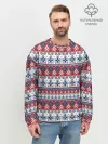 Мужской свитшот базовый / Этнический красно-синий узор