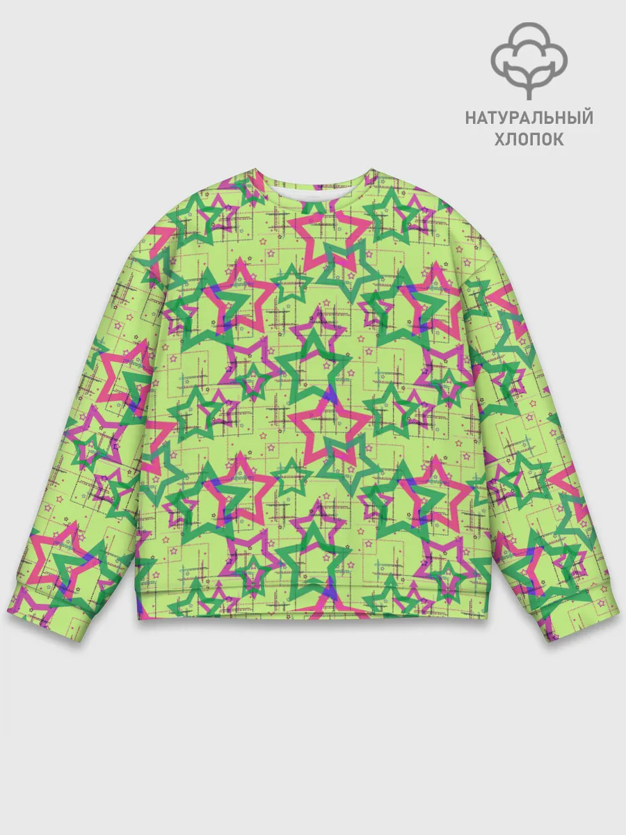 Мужской свитшот базовый / Зеленый узор Звезды