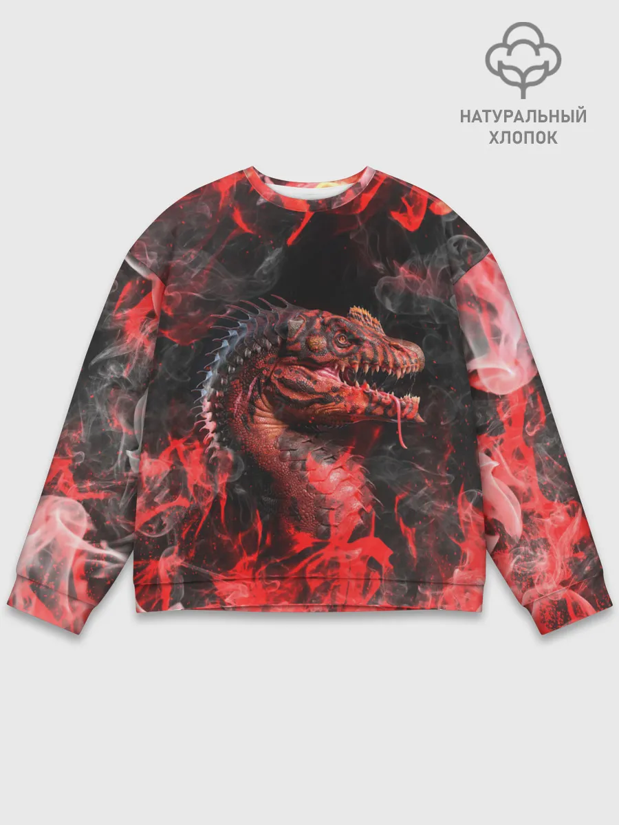 Мужской свитшот базовый / Опасный Динозавр | Red Dino