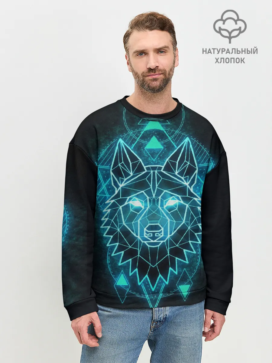 Мужской свитшот базовый / НЕОНОВЫЙ ВОЛК