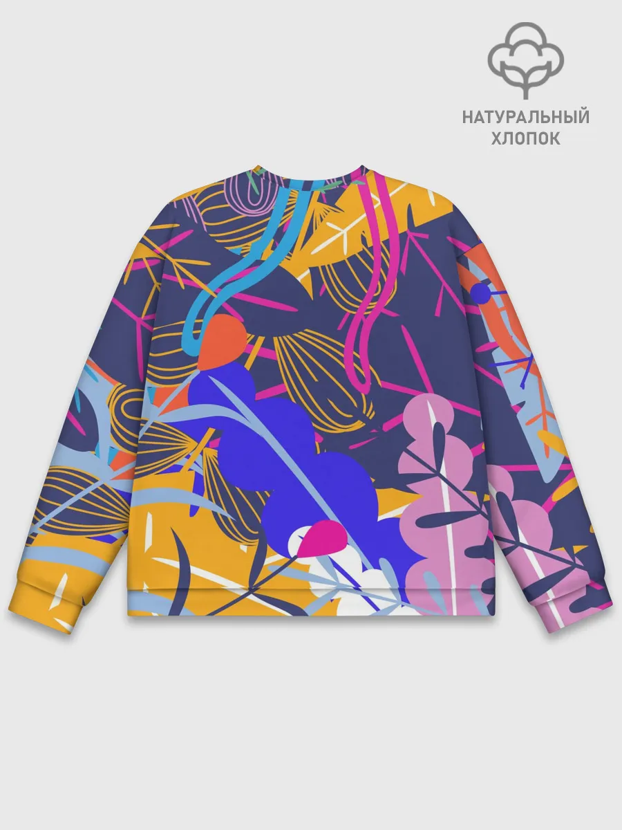 Мужской свитшот базовый / листья цветы текстура паттэрн