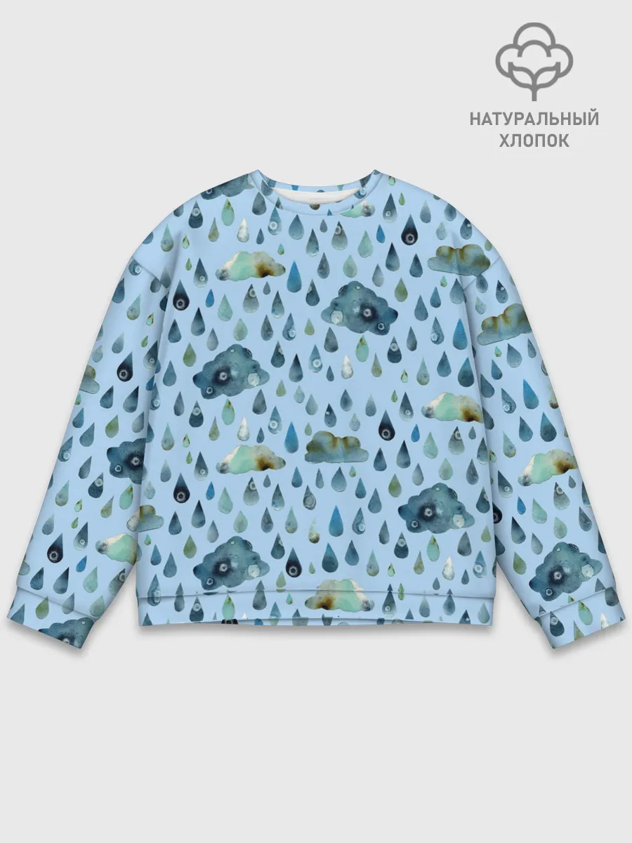 Мужской свитшот базовый / Дождливая осень.Тучки и дождь