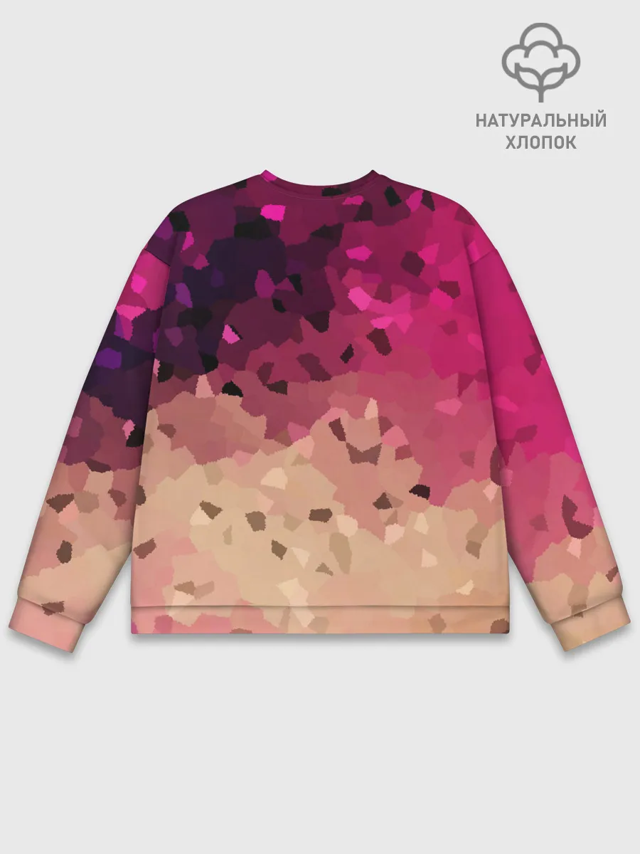 Мужской свитшот базовый / Бежево-малиновый абстрактный