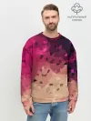 Мужской свитшот базовый / Бежево-малиновый абстрактный