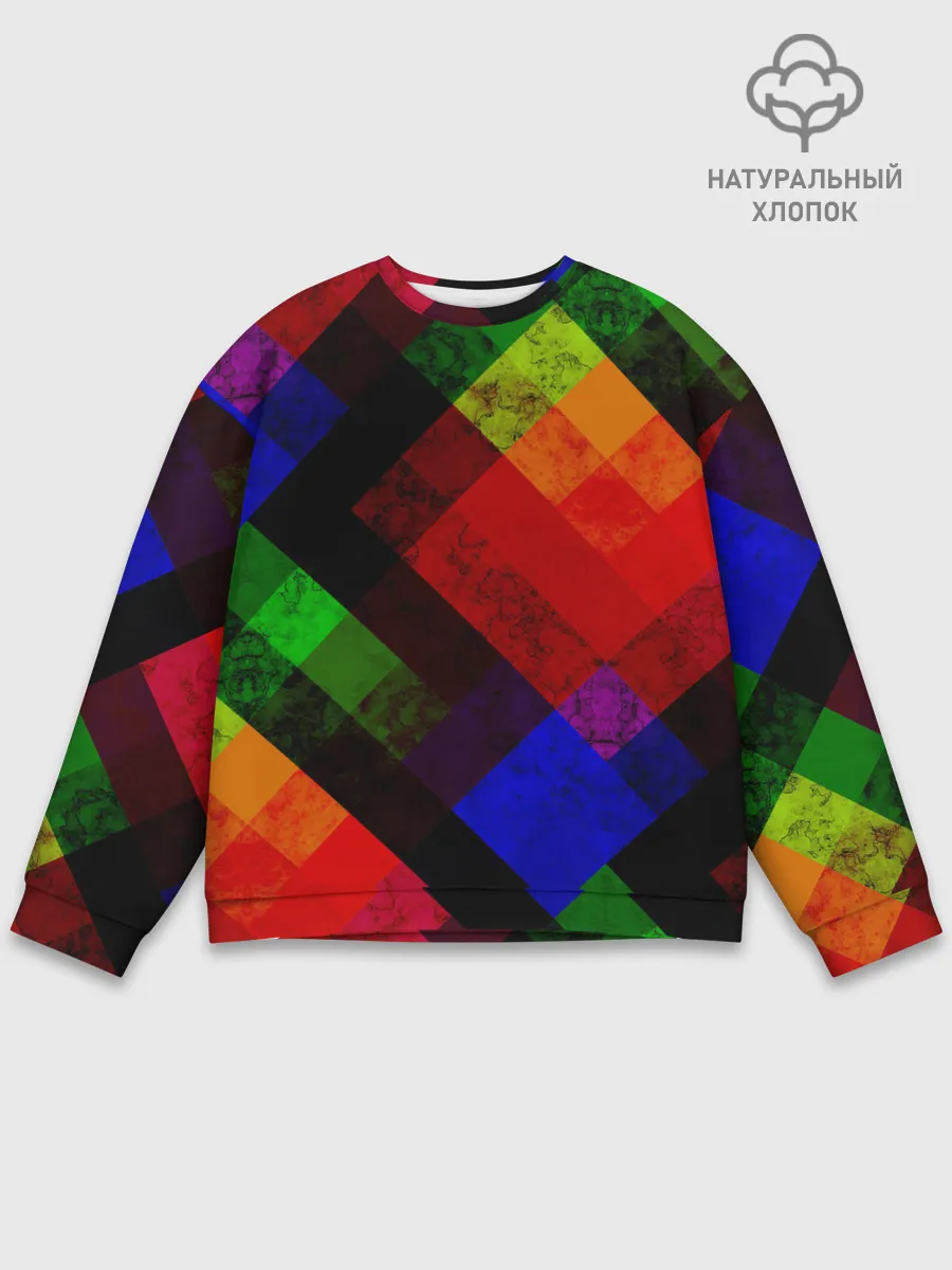 Мужской свитшот базовый / Яркий геометрический узор