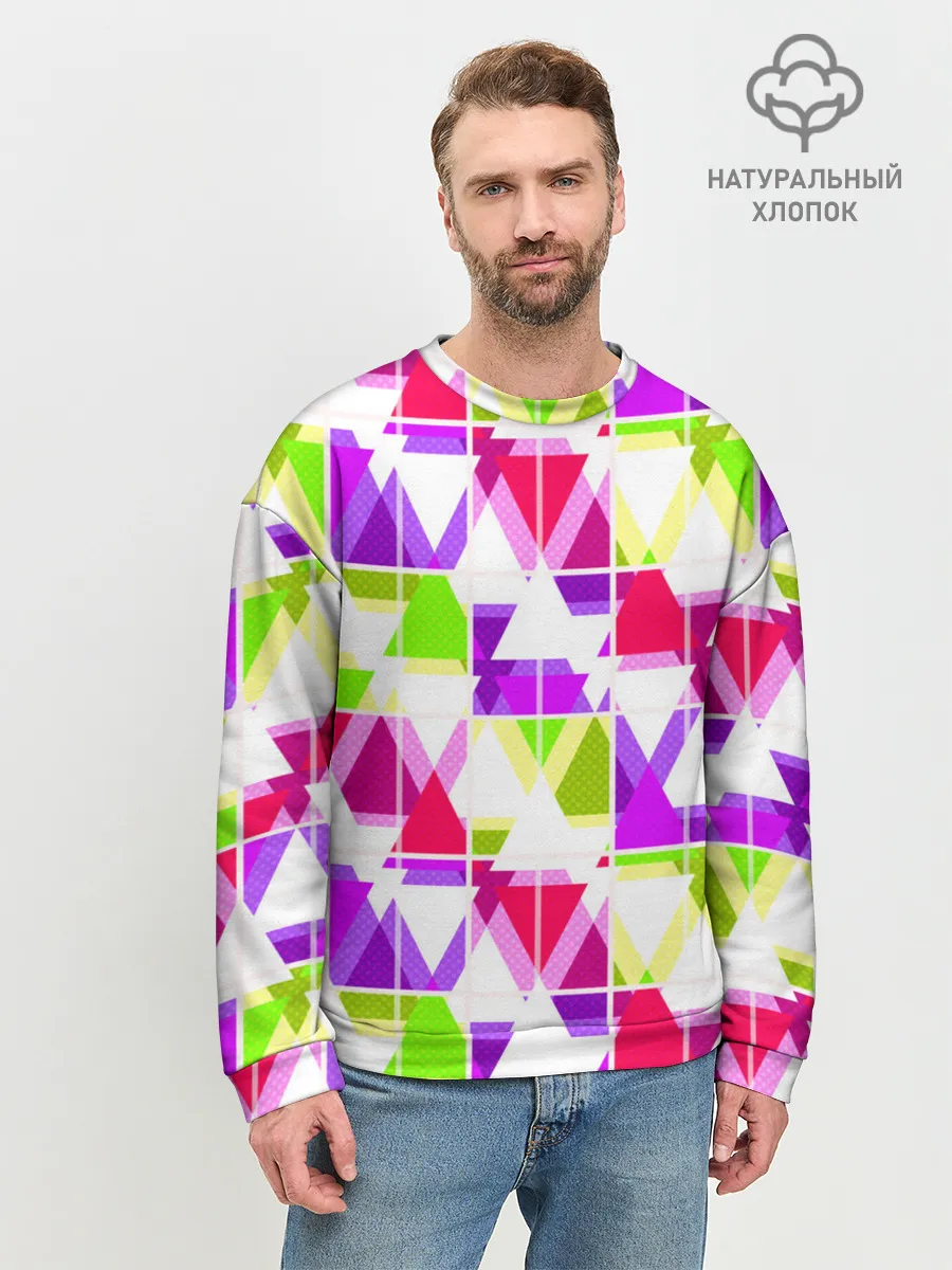 Мужской свитшот базовый / Абстрактный яркий узор