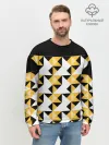 Мужской свитшот базовый / Черно-желтый геометрический