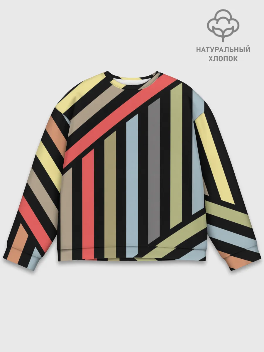 Мужской свитшот базовый / Абстрактный полосатый узор