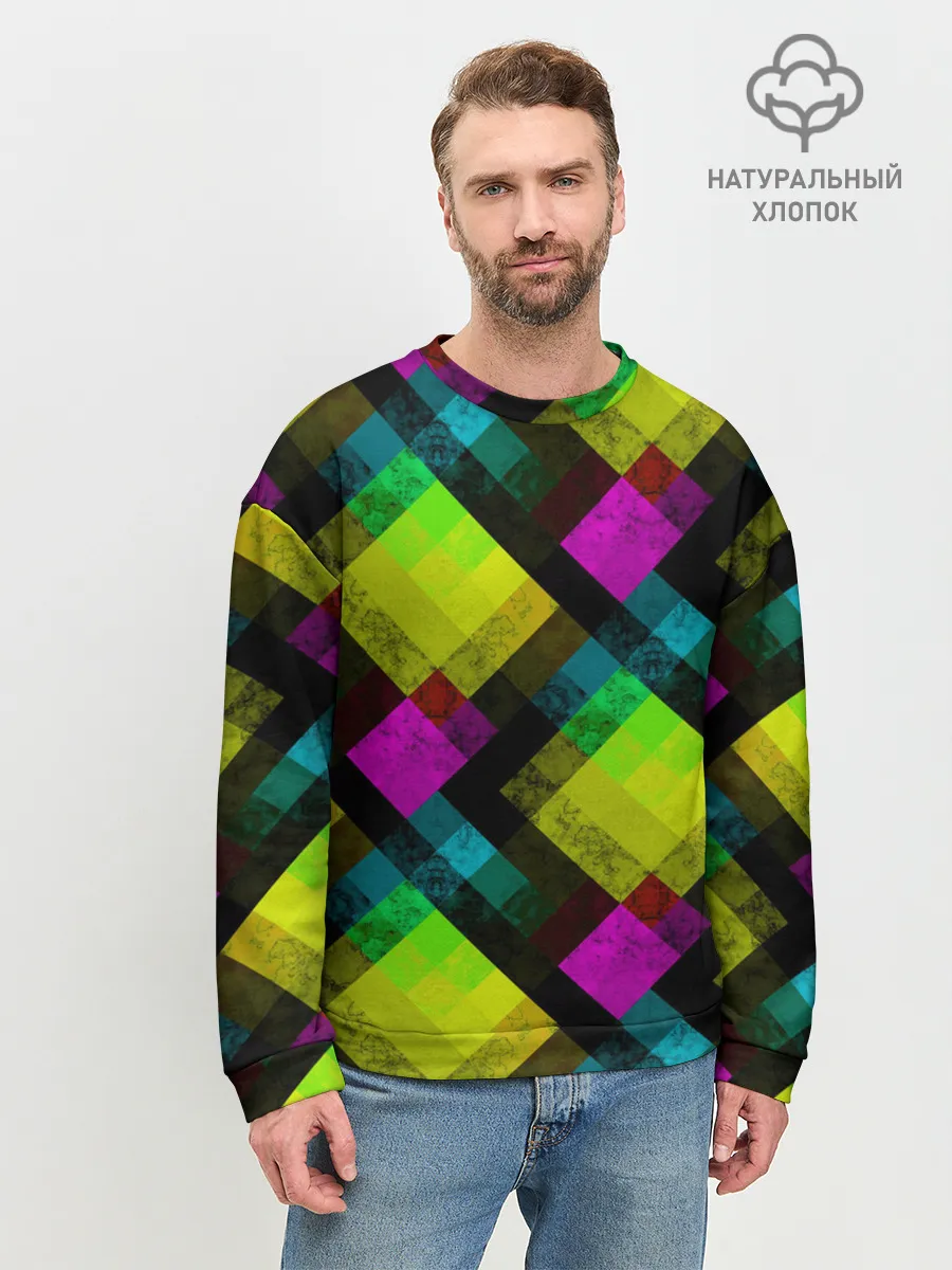 Мужской свитшот базовый / Абстрактный разноцветный узор