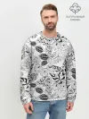 Мужской свитшот базовый / Черно-белый узор Тропики
