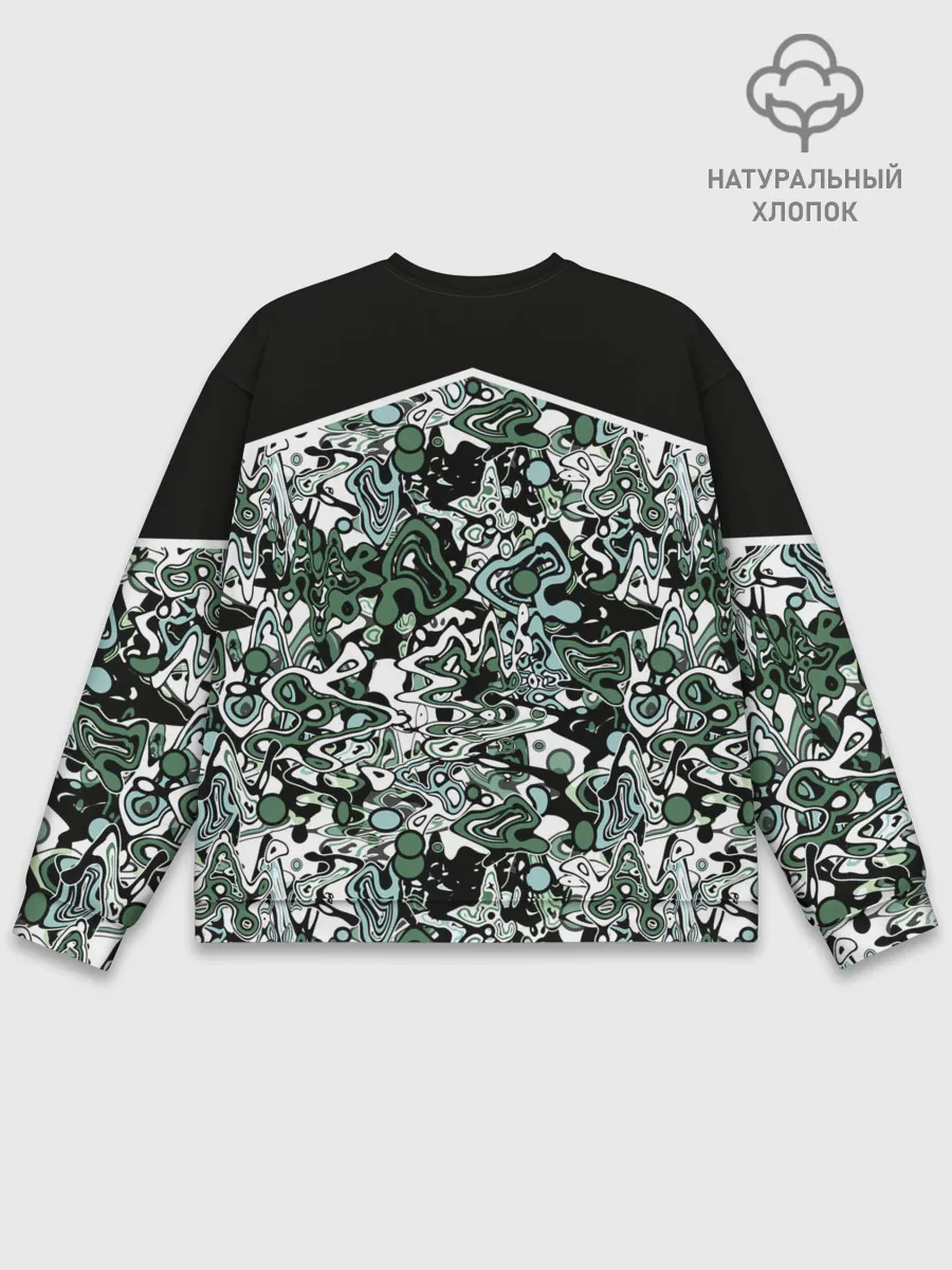 Мужской свитшот базовый / Черно-зеленые каракули