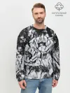 Мужской свитшот базовый / Черно-белый узор. Маки.